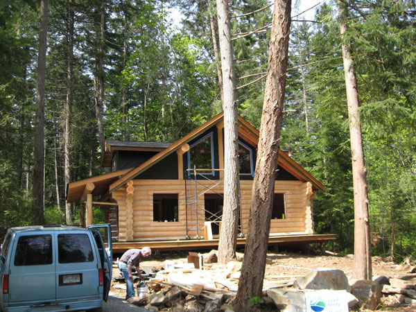  Log house construction.