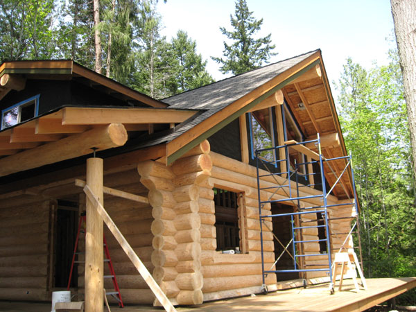   Log house construction.